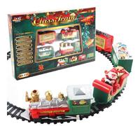 CAKEEYUM Juego de Tren de Navidad eléctrico Realista DIY Pista de Empalme Tren de Navidad Papá Noel Juguetes Festivos con Pilas para niños niñas Regalos
