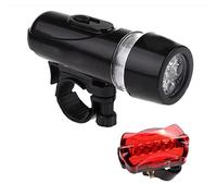 CAKEEYUM Lámpara de Bicicleta 5LED Bicicleta de montaña Impermeable Faro Trasero combinación para lámpara Negra, Juego Delantero y Trasero, Faro Impermeable, combinación de luz Trasera, luz