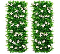 CAKEEYUM Pantalla de privacidad de balcón 2pcs, Panel de privacidad de la Cerca Blanca Artificial, Panel de Valla de Ivy Faux Faux para Patio al Aire Libre, Blanco
