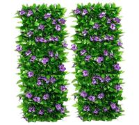 CAKEEYUM Pantalla de privacidad de balcón de 2 Piezas, Panel de privacidad de Cerca de orquídea Morada Artificial, Panel de Valla de Ivy Faux Faux Plegable para el Patio al Aire Libre, Morado