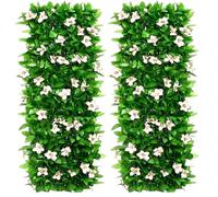 CAKEEYUM Pantalla de privacidad de balcón de 2 Piezas, Panel de privacidad de la Cerca Blanca Artificial, Panel de Valla de Ivy Faux Faux para Patio, balcón Blanco al Aire Libre, Blanco al Aire li