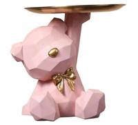 CAKEEYUM Plato de Dulces Lindo, Estatua de Oso con Bandeja para Llaves, Cuenco para Llaves de Resina, Cuenco para Decorativo para Mesa de Entrada, Escritorio de Oficina, Joyas Pendientes Barras de
