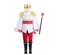 CAKEEYUM Prince Charming Costume For Boys Kids Royal Prince Outfits Long Sleeve Jacket Pants Crown Belt Set Carnival Dress Up World Book Day Costume Halloween Birthday Party Role Play Clothes (120cm)