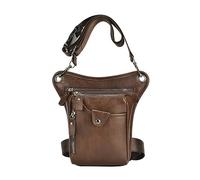CAKEEYUM Riñonera de Piel marrón para Hombre, Estilo Retro Punk, Ideal para Ciclismo, y Senderismo. Bolso Bandolera para Muslo con Correa Ajustable.