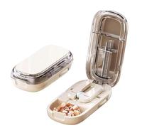 Caketotu Pill Cutter, Portable Pill Storage Organizer with Improved Sharp Blade, 1/4 Pills Splitter,Accurate Centering Alignment Device, for Large Small and Tiny Pills (White)