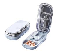 Caketotu Pill Cutter, Portable Pill Storage Organizer with Improved Sharp Blade, 1/4 Pills Splitter,Accurate Centering Alignment Device, for Large Small and Tiny Pills (Blue)