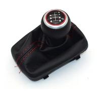Cakievro Ajuste para Au-di A4 B6 B7 2000-2008 Manual 5 6 velocidades Pomo de palanca de cambios de coche con cubierta de cuero a prueba de polvo (6 velocidades-rojo 01)