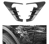 Cakievro Cubiertas de flancos de cámara lateral de coche, alerón, protectores decorativos a prueba de polvo, fibra de carbono, kit de accesorios para Tesla Model 3 Y (fibra de carbono brillante)