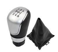 Cakievro Pomo de palanca de cambios manual de 5/6 velocidades para Ford Fiesta 2008 2009 2010 2011 2012 (plata 5 velocidades+funda para palanca de cambios de coche)