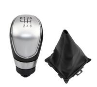Cakievro Pomo de palanca de cambios manual de 5/6 velocidades para Ford Fiesta 2008 2009 2010 2011 2012 (plata 6 velocidades+funda para palanca de cambios de coche)