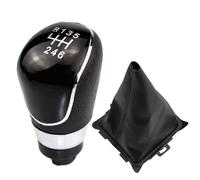 Cakievro Pomo de palanca de cambios manual de 5/6 velocidades para Ford Fiesta 2008 2009 2010 2011 2012 (negro 6 velocidades+funda para la palanca de cambios de coche)