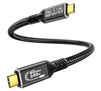 CAKOBLE 16K Cable Thunderbolt 4 0.5m, USB4 40Gbps, Carga Rápida 240W,HDR 16K@30Hz,8K@60Hz/4K@144Hz Pantalla Dual,Cable USB-C para MacBook Pro/Air, Dell XPS, Surface Laptop, Galaxy S25, iPhone 16/15