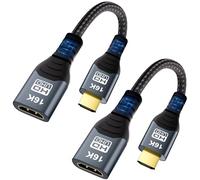 CAKOBLE Cable Prolongador HDMI 0.5m,[2 Pack,0.5m] Extensión HDMI 2.2 96Gbps Ultra High Speed 16K@60Hz, 8K 4K@480Hz HDR, HDMI 2.1,eARC, HDR10+, Dolby, HDCP 2.3, Macho Hembra para TV PS5 Xbox Monitor