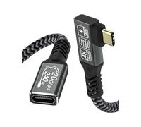 CAKOBLE USB-C Cable Alargador 0.5m 240W 48V/5A 20 Gbps, Codo Macho Hembra con Vídeo 4K@60Hz Compatible con iPhone 16/15 Pro Max, MacBook Pro, Galaxy S24/S23