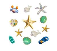 CAKOLINK 12 dijes de zapatos para niñas, bonitos dijes de decoración de zapatos de estrella de mar para mujer, dijes de PVC para sandalias de zuecos, Cloruro de polivinilo, Sin gemas.