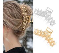 CAKURE Pinzas para el pelo de estrella de metal dorado, pinzas para el pelo, pinza grande antideslizante, clip para el pelo jumbo, pasadores huecos, accesorios para el cabello para mujeres y niñas