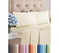 Cal King Size 4 Piece Sheet Set - Comfy Breathable & Cooling Sheets - Hotel Luxury Bed Sheets for Women & Men - Deep Pockets, Microfiber, Soft & Wrinkle Free Sheets - Off White Oeko-Tex Bed Sheet Set