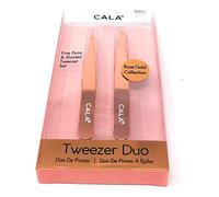 CALA. Pinzas para Cejas. Rose Gold Tweezer Duo Pointed & Slanted. Pack Dúo. Pinza Punta Biselada y Pinta Punta Fina. Acero Inoxidable. Depila Con Precisión Sin Dañar la Piel.