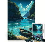 Cala Tranquila bajo Las Estrellas, Rompecabezas de 1000 Piezas para Adultos, Regalos, Entrenamiento Mental, diversión pacífica, Arte de Corte Uniforme, (38x26cm)
