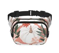 Calabaza Acción de Gracias Dalia Rosa Flor Otoño,Riñonera Cuadrada de Doble Capa, Bolso de Viaje, Bolso Informal para el Pecho.