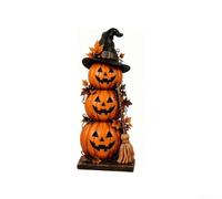 Calabaza apilada iluminada decoración de Halloween LED resina 15x5x1cm