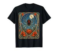 Calabaza Art Nouveau Black Widow Spider Halloween Camiseta