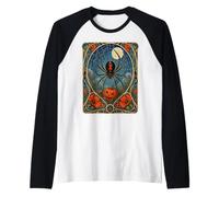 Calabaza Art Nouveau Black Widow Spider Halloween Camiseta Manga Raglan