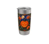 Calabaza Art Nouveau Halloween Jack O Lantern Vaso térmico de acero inoxidable de doble pared
