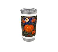 Calabaza Art Nouveau Halloween Jack O Lantern Vaso térmico de acero inoxidable de doble pared