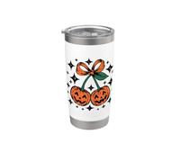 Calabaza Cerezas Arco Halloween Coqueta Otoño Retro Otoño Vaso térmico de acero inoxidable de doble pared