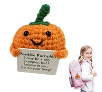 Calabaza De Ganchillo Con Papel Positivo - Ganchillo Positivo | Calabaza De Ganchillo | Patrones Positivos De Ganchillo | Pequeña Muñeca De Peluche Con Apoyo Emocional Y Decoración De Ganchillo Con