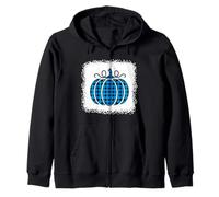 Calabaza de Halloween Blanqueada Azul y Negro Buffalo Plaid Hombres Sudadera con Capucha