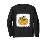 Calabaza de Halloween blanqueada Naranja y Negro Buffalo Plaid Manga Larga