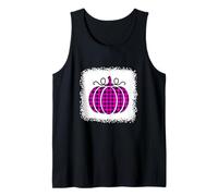 Calabaza de Halloween blanqueada Rosa y Negro Buffalo Plaid Mujer Camiseta sin Mangas