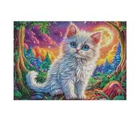 Calabaza de Halloween con Fantasma Rompecabezas 300 Piezas Cartón para Niños Mayores 14 Años Kitten Night Glow Entretenimiento Casa Terapia Relajación Ocio Doméstico Detalle Único Original 300 PCS