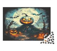 Calabaza de Halloween Noche Puzzle de 1000 Piezas Puzzle para Adultos Material de Papel Escena de Noche terrorífica Actividad Familiar Decoración Hogar Regalo Fiesta 70x50cm/1000pcs