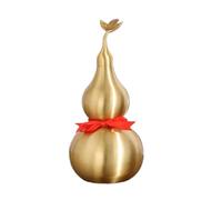 Calabaza de latón, Calabaza de latón Wu Lou Luck Gourd Feng Shui Muebles, Cucurbitáceas para la Estatua pacífica de la Riqueza, latón Dorado Hu Lu（9inches,Height 25cm）