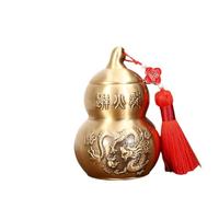 Calabaza de latón, Calabaza de latón Wu Lou Luck Gourd Feng Shui Muebles, latón Dorado Hu Lu, Cucurbitáceas para la Estatua pacífica de la Riqueza(8.8cm)