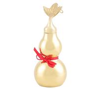 Calabaza de latón Feng Shui, diseño tradicional chino con hoja y superficie lisa, decoración hogar y oficina para cumpleaños, regalo feng shui, buena suerte y prosperidad