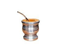 Calabaza de Yerba Mate Tradicional Argentino de Madera de Algarrobo y Acero Inoxidable, Mate con Bombilla, Gourd Hecho a Mano