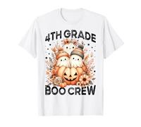 Calabaza Fantasma Floral de Halloween para Maestra de 4º Grado Boo Crew Camiseta