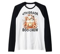 Calabaza Fantasma Floral de Halloween para Maestra de 4º Grado Boo Crew Camiseta Manga Raglan