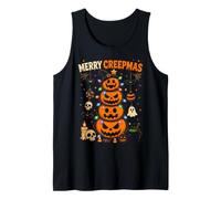 Calabaza Feliz Creepmas Divertido Halloween Navidad Camiseta sin Mangas