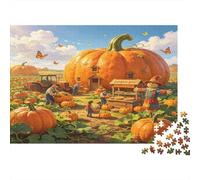 Calabaza Gigante Escena de Granja Puzzle de 1000 Piezas Papel para Adultos Estilo Campestre Relajante Enfocar Regalo Decoración Hogar 70x50cm/1000pcs
