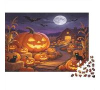Calabaza Halloween Noche Puzzle de 1000 Piezas Puzzle para Adultos Papel Escena Misteriosa Relajación Regalo Decoración Hogar Familia 52x38cm/1000pcs