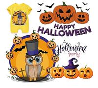Calabaza Hierro en Parches de Transferencia de Calor Pegatinas Feliz Halloween Pegatinas para Chaquetas Jeans Camisas Abrigos Arte Decoraciones Halloween Fiesta Favors Ropa Decoración Suministros
