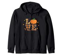 Calabaza Love Fall - Leopardo, Tigre, Estampado Animal, Cuadros Sudadera con Capucha