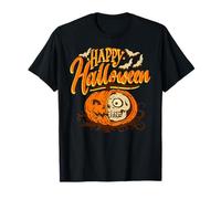 Calabaza Mitad Calavera Halloween Noche Oscura Camiseta
