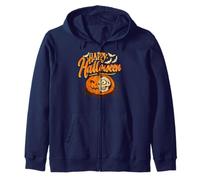 Calabaza Mitad Calavera Halloween Noche Oscura Sudadera con Capucha