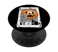 Calabaza Rey de Corazones Jack-o-Lantern Poker Face PopSockets PopGrip Adhesivo